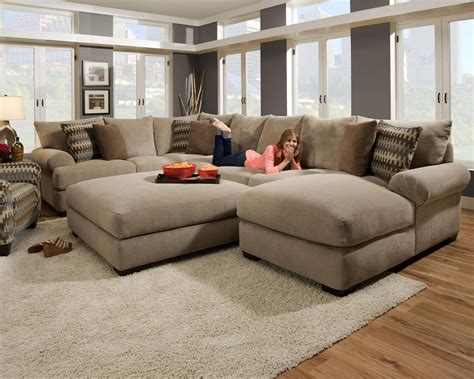 oversized sectional with deep seats.